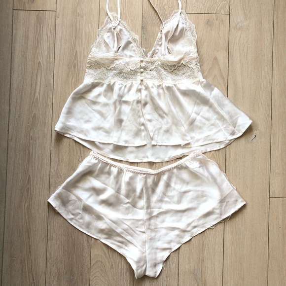 Victoria's Secret Satin & Lace Babydoll Cami Top & Shorts Pajama Set White SizeS - Picture 12 of 15